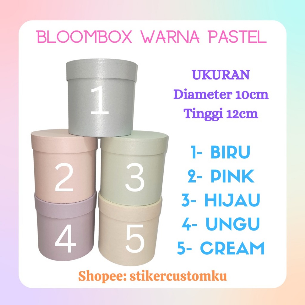

Bloom Box Flower Warna Pastel Bulat Kotak Kado Kotak Bunga 20x15cm Pastel Series
