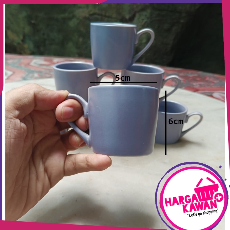 Mug Keramik Mini Warna gradiasi ungu (pudar) Retro mug untuk minum kopi