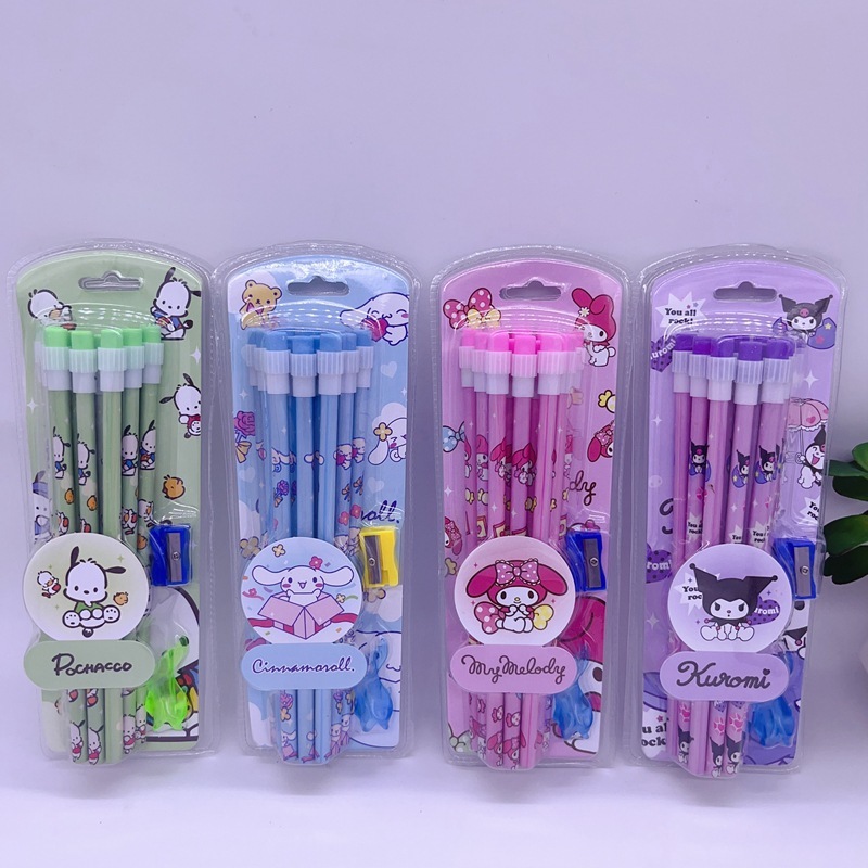 

SET PENSIL 2B ISI 12 PCS MOTIF SANRIO + RAUTAN + PELINDUNG TANGAN / PENSIL 2B