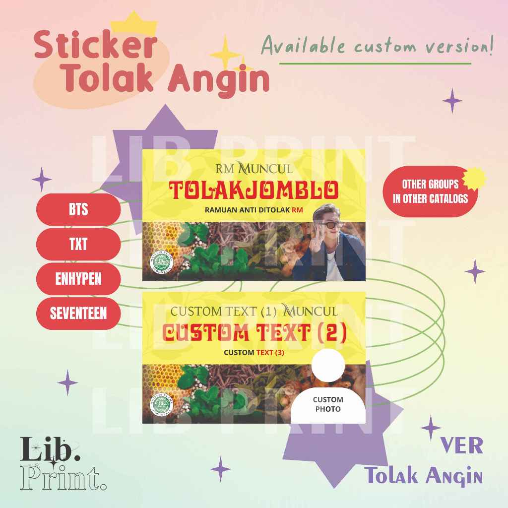 

STICKER TOLAK ANGIN CUSTOM BTS TXT ENHYPEN SEVENTEEN FREEBIES KONSER