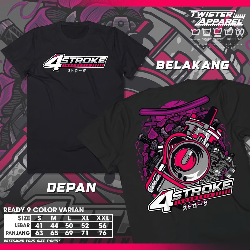 Kaos 4 Stroke Indonesia Karburator Baju Racing Otomotif CB GL Motor Herex - TWA2349 KAOS ORIGINAL /T