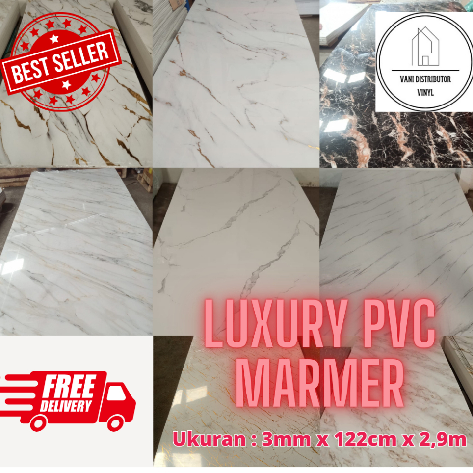 PVC MARMER DINDING PANEL PANJANG 2,9M - PANEL MARMER HIASAN DINDING