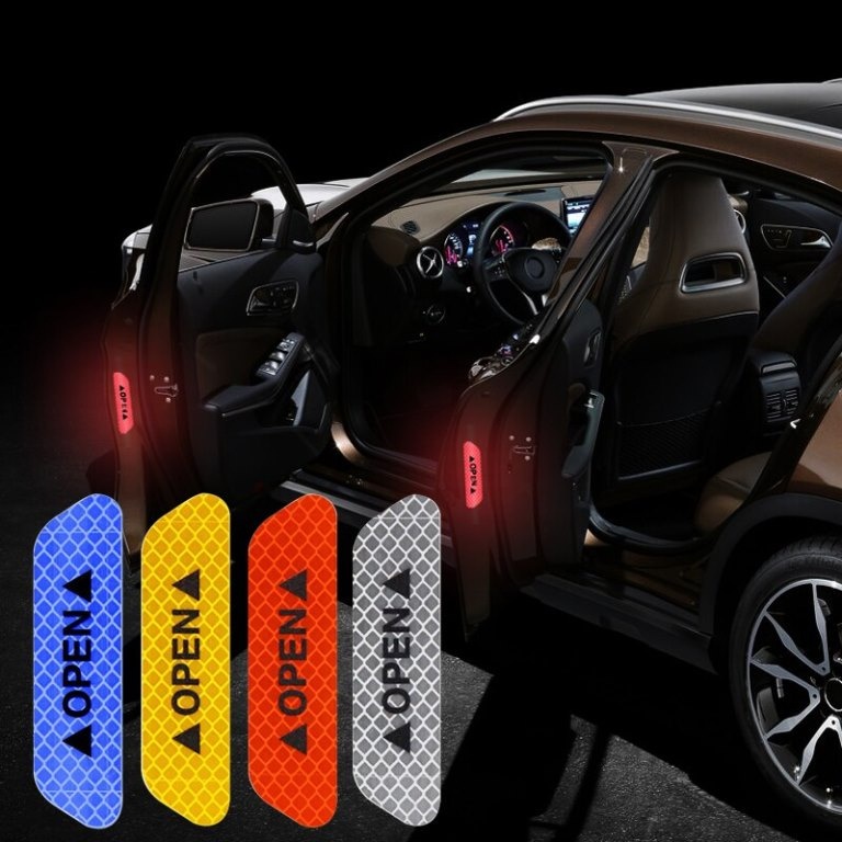 64H STIKER PINTU MOBIL 1PCS Stiker Pintu Mobil 1Pcs Nyala Lampu Sticker Reflector Open Car Reflectiv