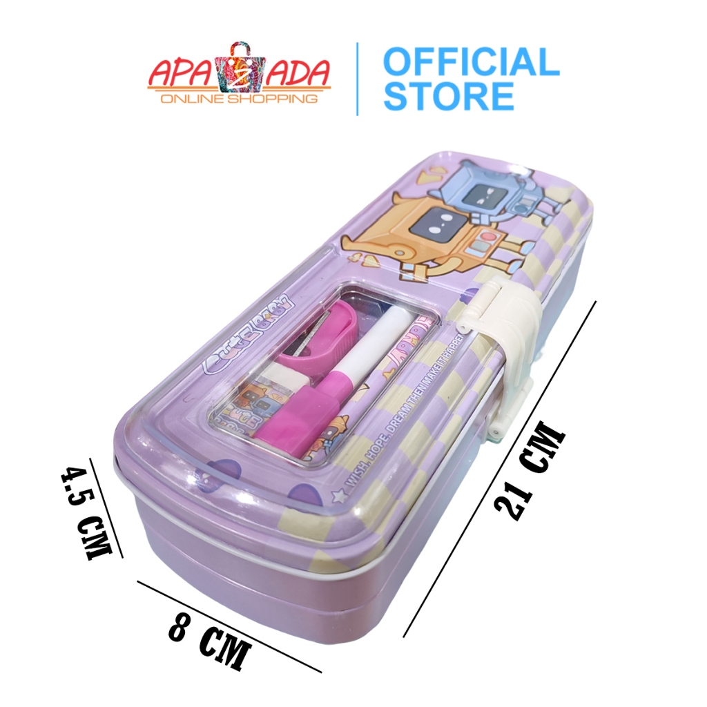 

Apazada - Kotak Pensil Kaleng Cute + Isi 3 Tingkat / Pencil Case / Tempat Pensil CC-29