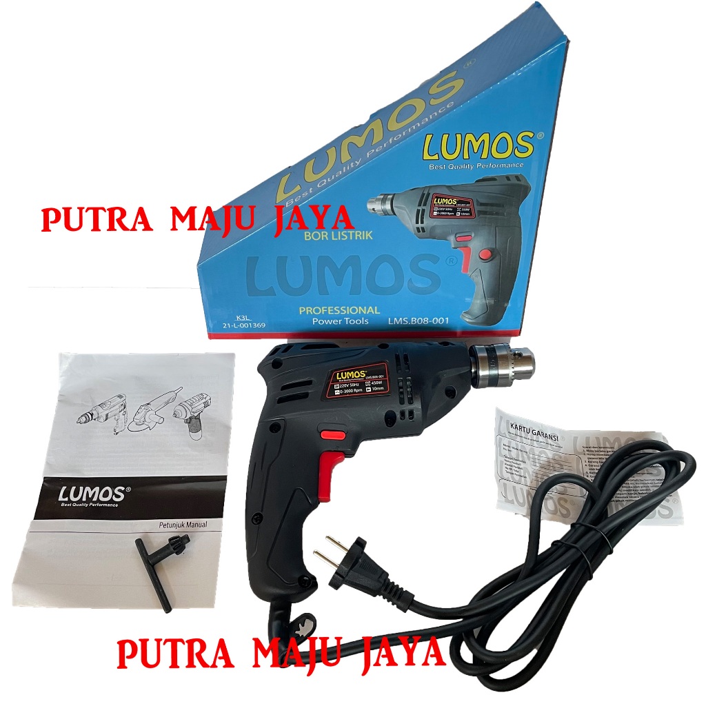 MESIN BOR TANGAN 10mm LUMOS HAND DRILL BOLAK BALIK LUMOS