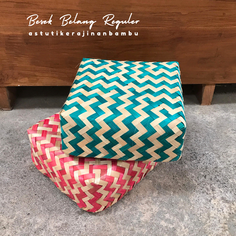 BESEK BATIK 20x20 cm Warna Belang/ besek batik/ Berkat Untuk Pesta Nasi Hantaran Kue Warna Cantik Be