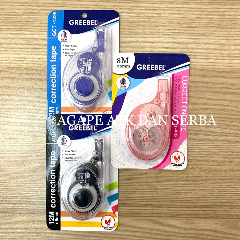 

(1PCS) CORRECTION TAPE / TIPE X GREEBEL GCT-1226 12M UKURAN 5mm/ TIPX KERTAS MURAH