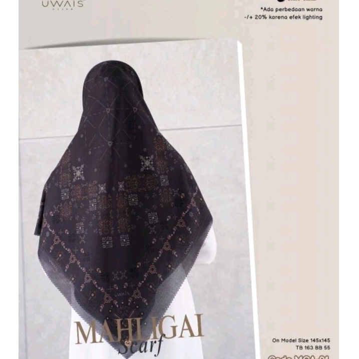 JILBAB SEGI EMPAT 4 JUMBO SCARF VOAL LASER CUT SYARI 145X145 MOTIF PRINT RANCABANA MAHLIGAI UWAIS HI