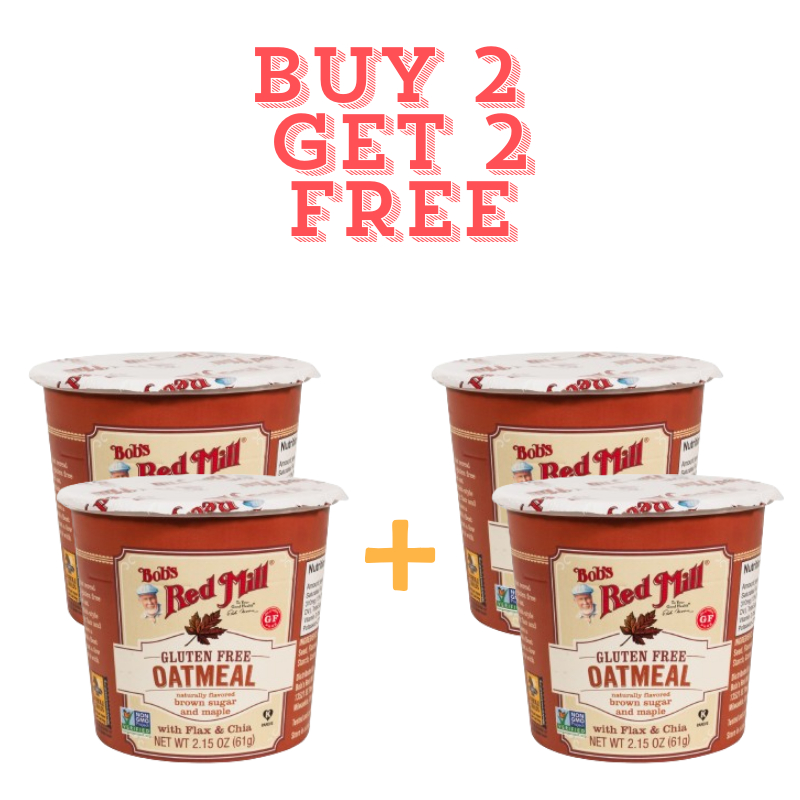 

Buy 2 Get 2 Free Bob's Red Mill Gluten Free Oatmeal Brown Sugar & Maple Cup 61 gr (Exp MEI 2025)