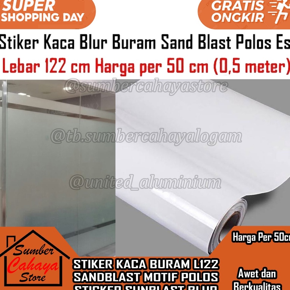 KODE C45J STIKER KACA SANDBLAST BLUR PER 5 CM SAND BLAST BURAM POLOS ES STICKER TEMPELAN TEMPERED GL