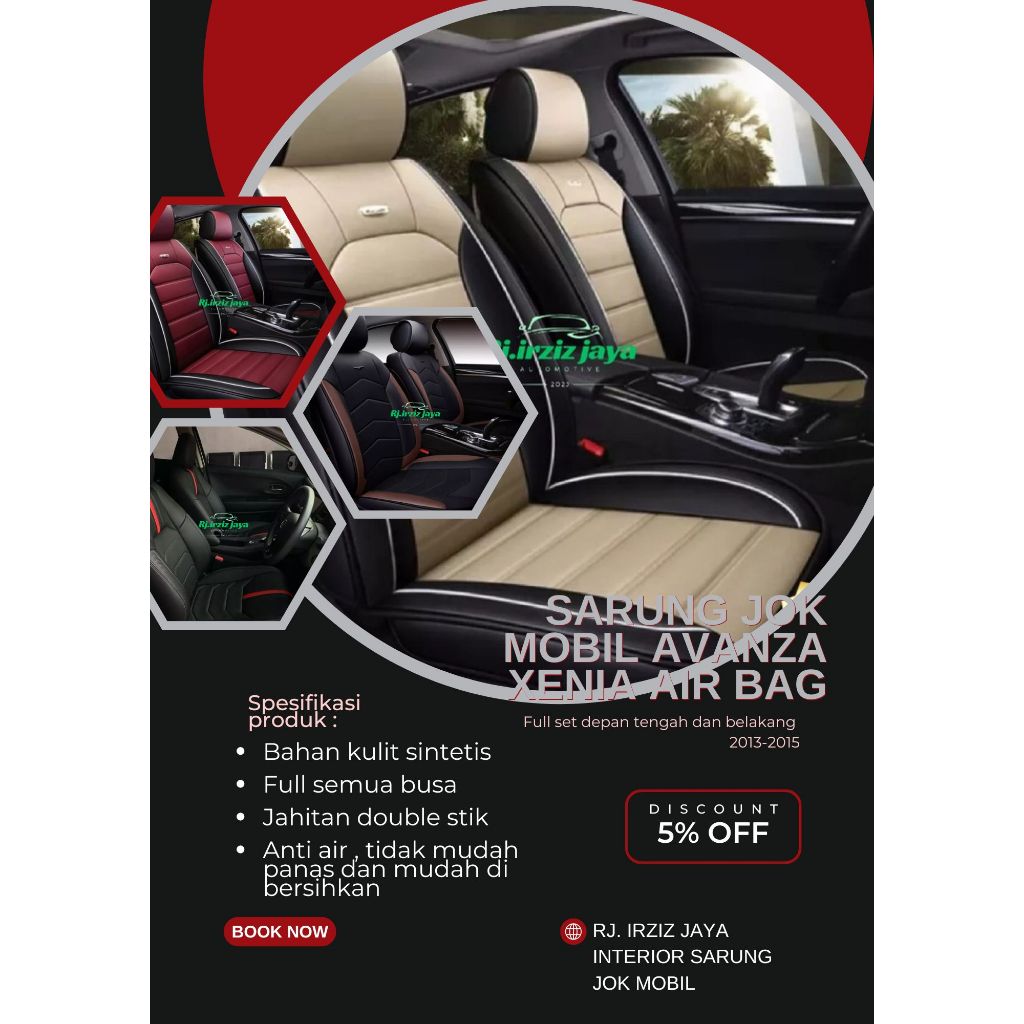 cover sarung jok mobil avanza xenia 2013-2015 air bag full set bahan kulit sintetis