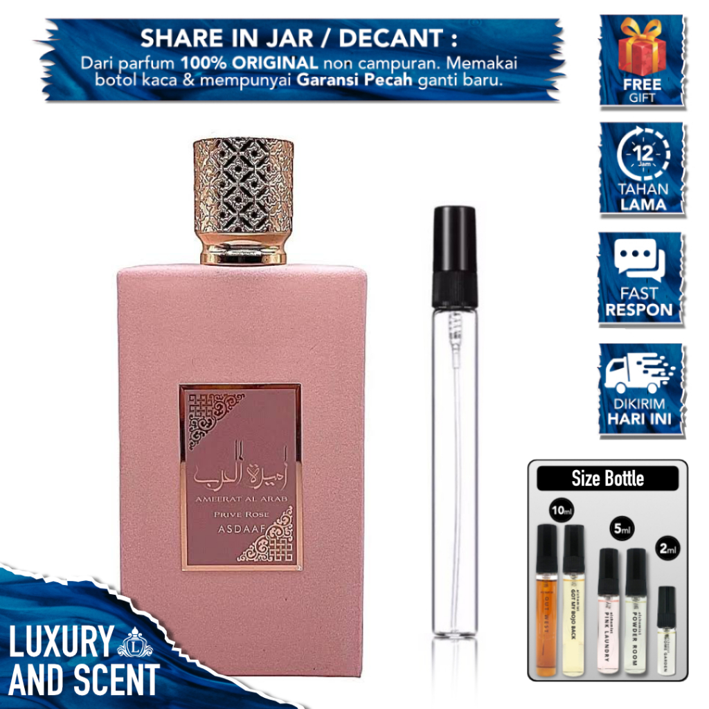 DECANT LATTAFA AMEERAT AL ARAB PRIVE ROSE ASDAAF WOMEN Share In Bottle Jar 2/5/10ML Travel Size Extr