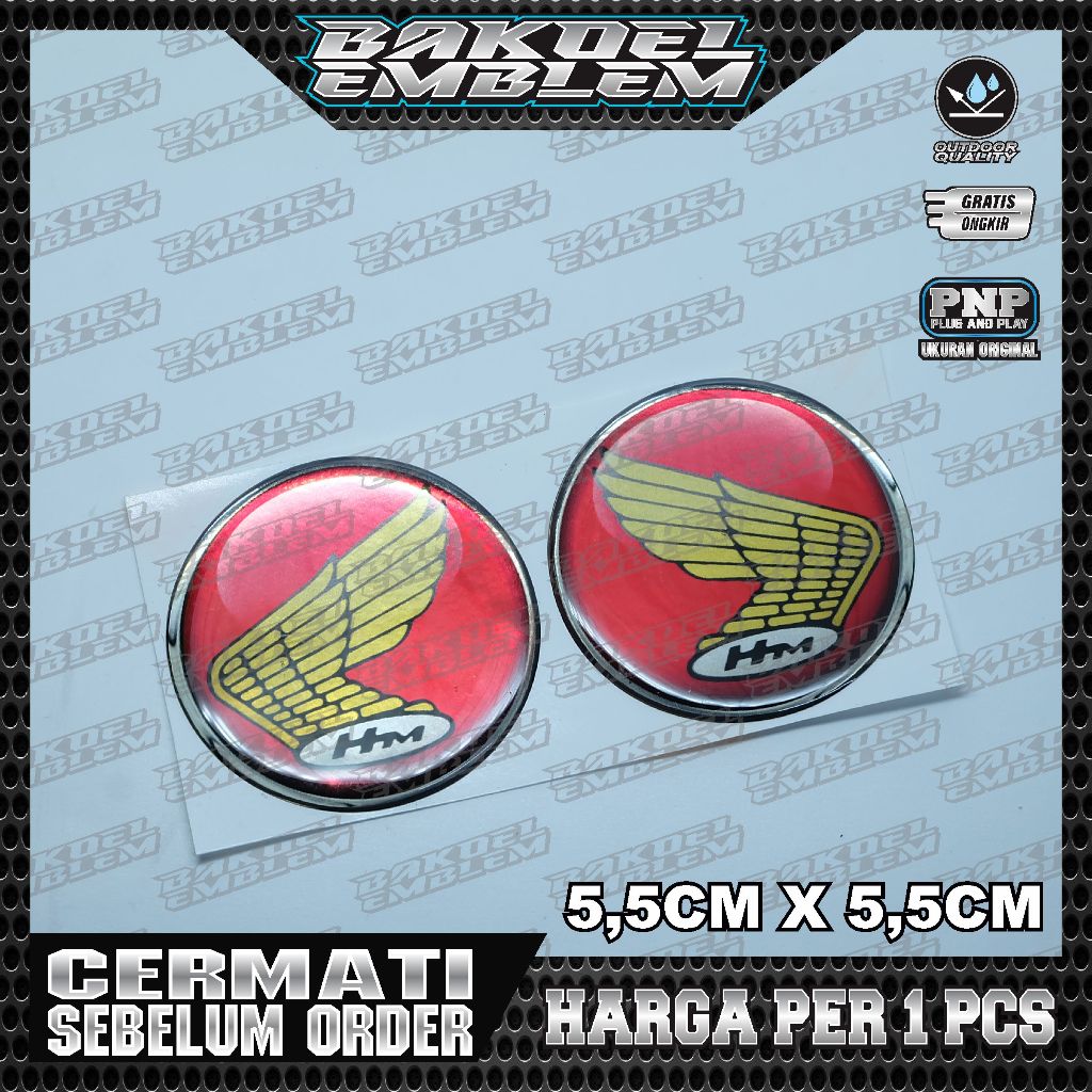 mblem Honda Retro bulat / Emblem Honda Redwings / Emblem honda monkey / Emblem Redwings retro / embl
