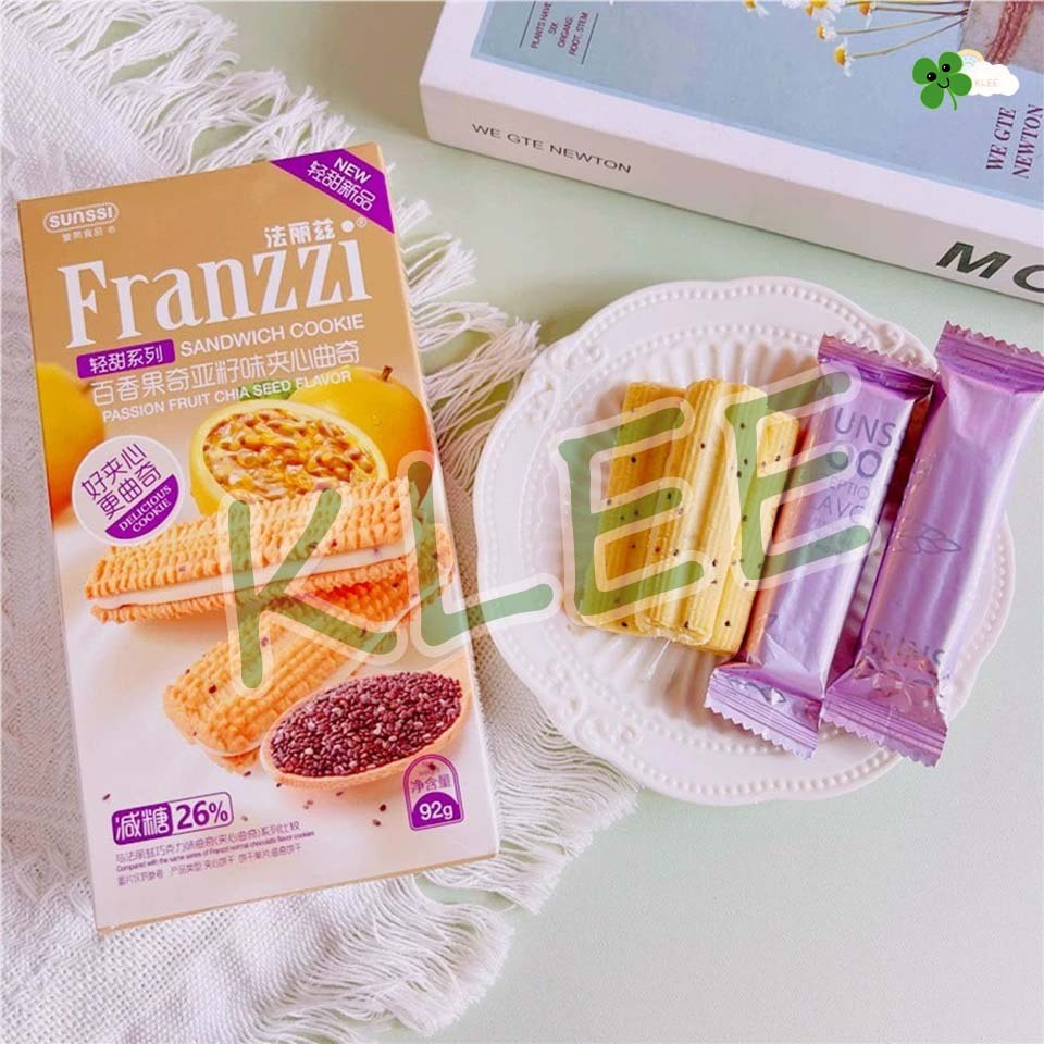 

Biskuit Franzzi Sandwich Rasa Passion Fruit Chia Seed - Biscuit Franzzi Cookies 92g 法丽兹 夹心曲奇饼干 百香果奇亚籽味