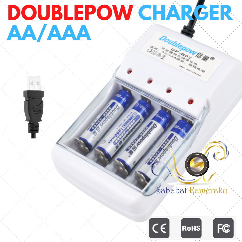 Paket Charger Baterai 2 slot 4 slot 6 slot AA/AAA Bonus AA Battery Doublepow
