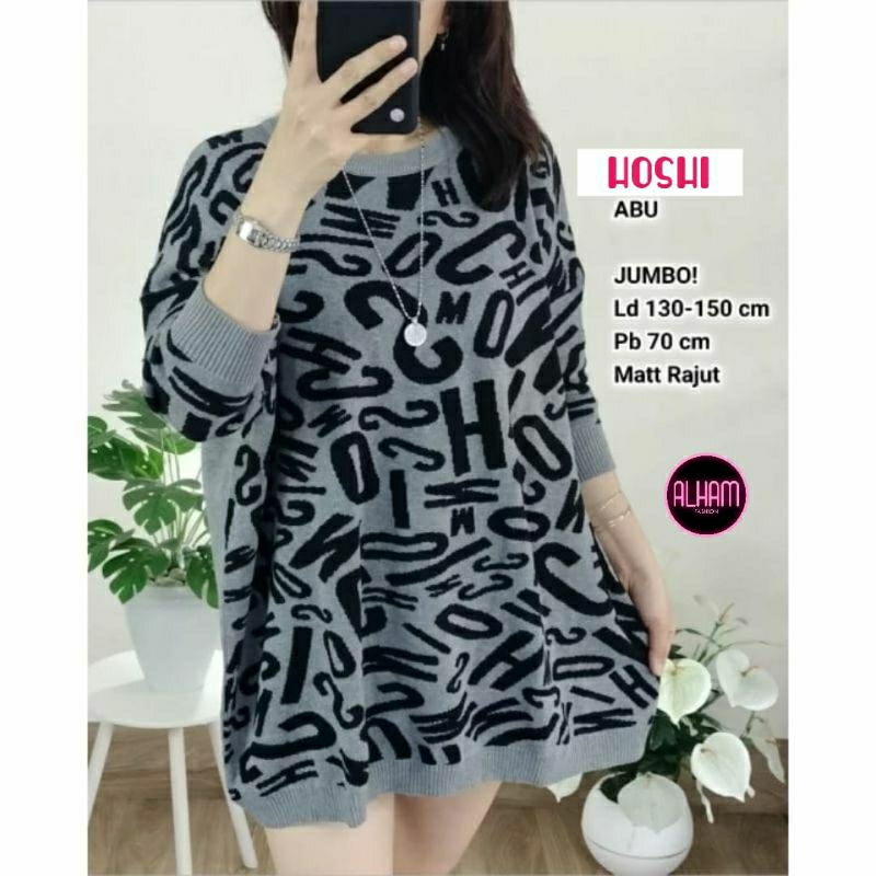 hoshi ld 130 blouse rajut wanita jumbo  korean style import premium atasan wanita terbaru kekinian