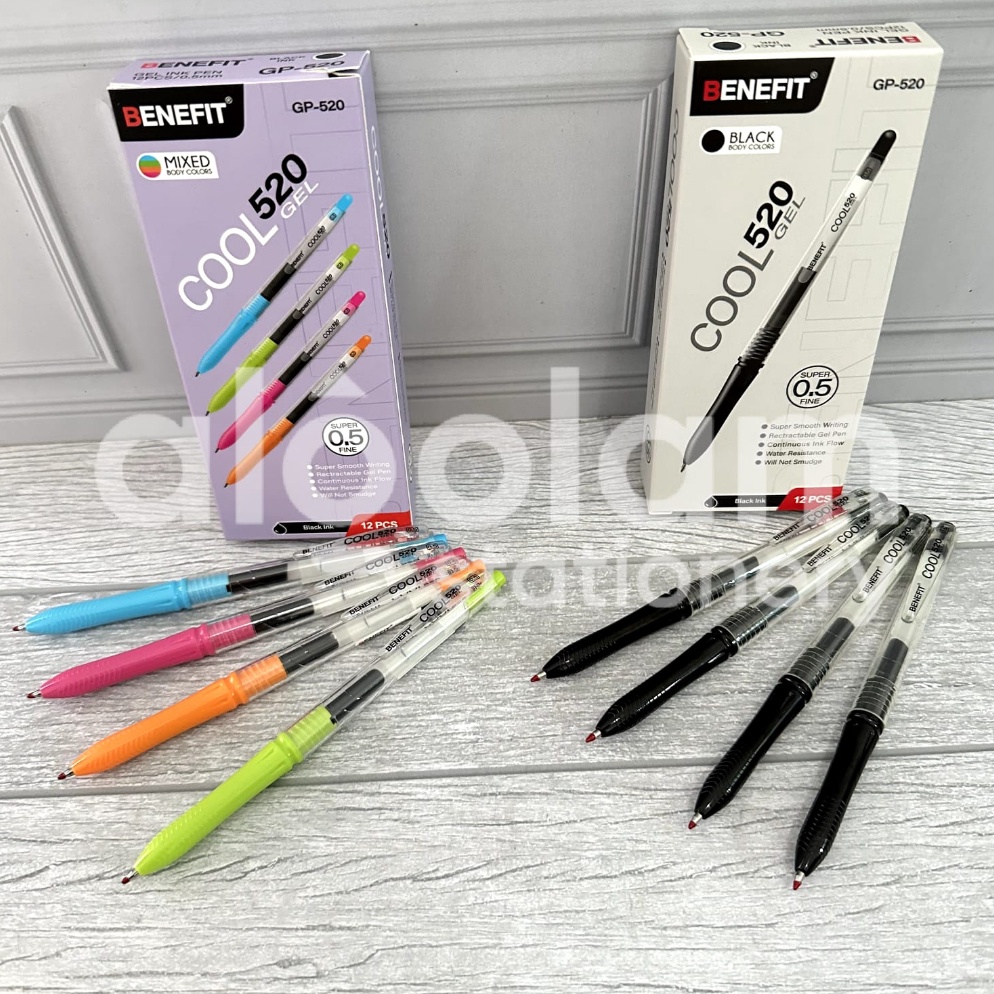 

SELUSIN 12 PCS Pulpen Gel Gel Pen Benefit Cool Gp52 KODE C3P8