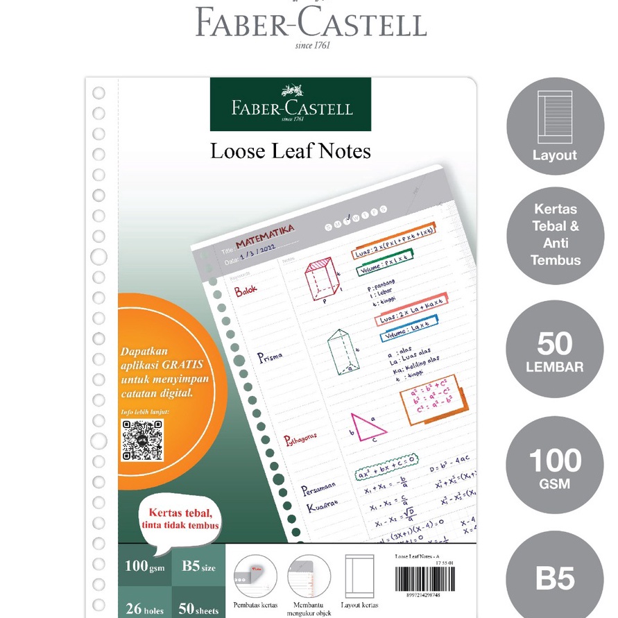 

Terbaru FaberCastell Kertas Loose Leaf Digital B5 Isi File 5 Lembar