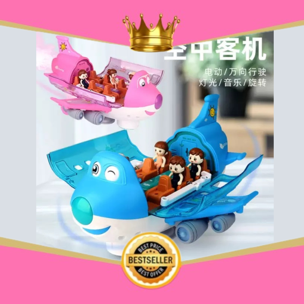 MAINAN PESAWAT TERBANG KARTUN AIRLINER PESAWAT MATA BISA  ADA MUSIKNYA