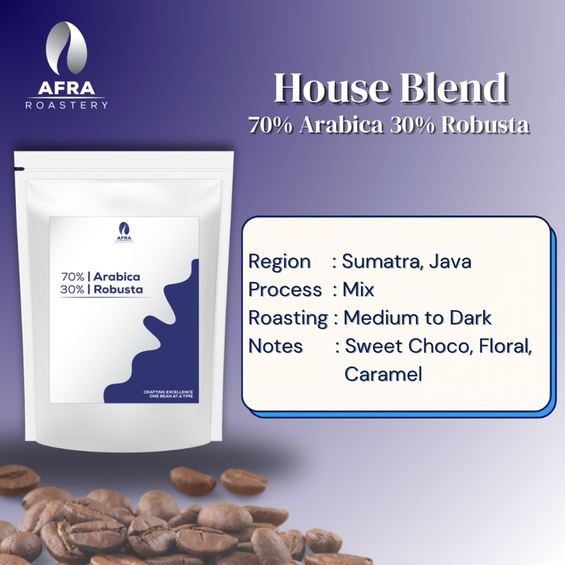 

1Kg Biji Kopi House Blend Espresso 70%Arabica 30%Robusta