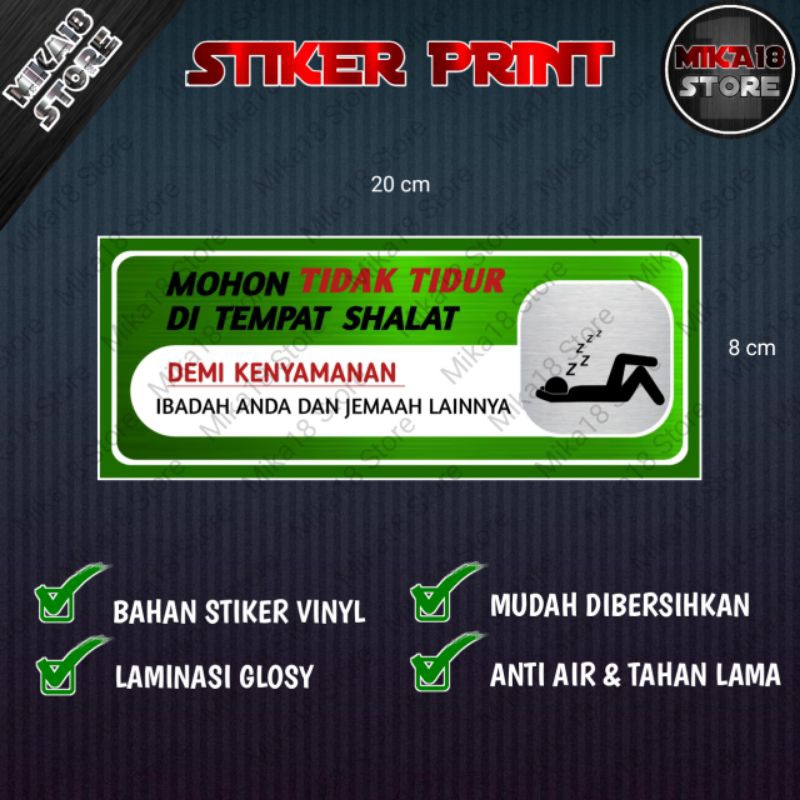 

STIKER MOHON UNTUK TIDAK TIDUR DI TEMPAT SHOLAT