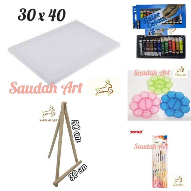 

MURAH MERIAH Paket Lukis Lengkap kanvas 3x4kuaspaletcat air 6mleasel 3x5
