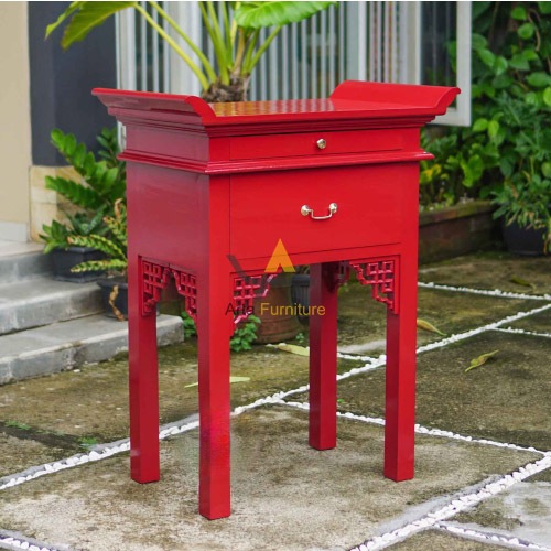 Meja Altar Sembahyang Minimalis Kayu Jati Merah