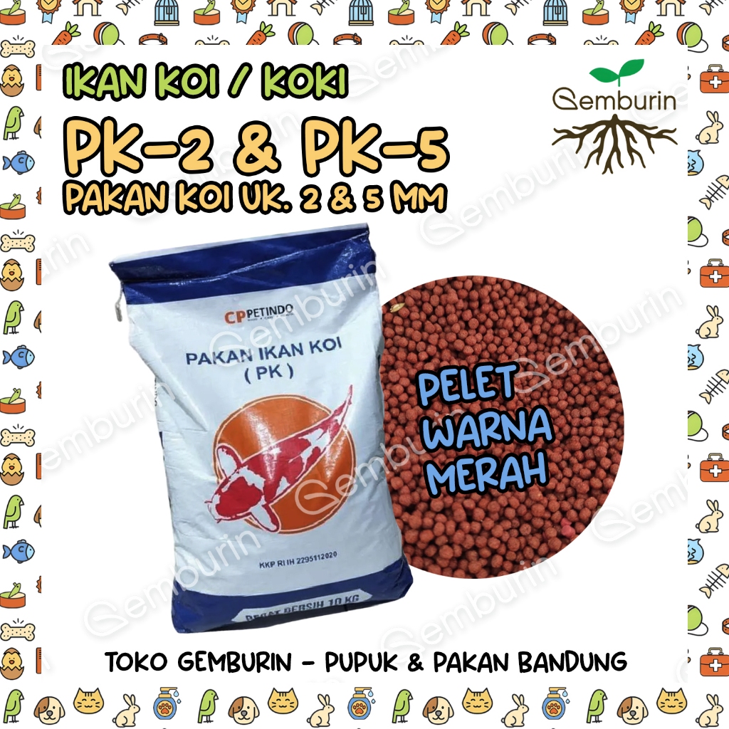 Pakan Koi PK-2 / PK-5 Pelet Merah Red 2mm / 5mm Floating Terapung 1 KG Ikan Koi Koki Nila Air Tawar 