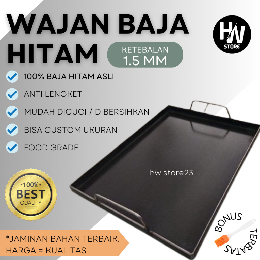 [BAJA 1.5MM] TERMURAH WAJAN DATAR BAJA ASLI / WAJAN BURGER / WAJAN KEBAB / WAJAN TELUR / WAJAN SERBA