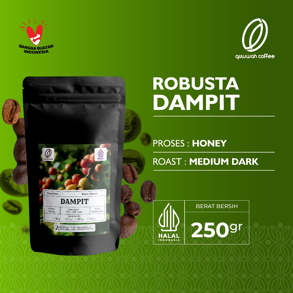 

Biji Kopi Bubuk Fine Robusta Dampit Malang Robusta Coffee Beans Single Origin Coffee Roast Bean Tubruk Espresso 250 gram