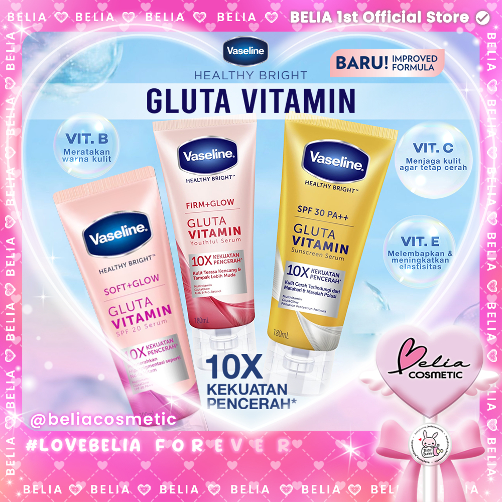 ❤ BELIA ❤ VASELINE Healty Bright Gluta Vitamin Sunscreen Serum SPF30 PA+++ | Youthfull Serum 180ml |