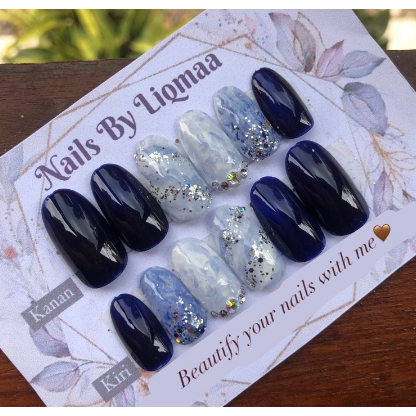 KUKU PALSU NAVY / KUKU PALSU WEDDING / KUKU PALSU BIRU / NAIL ART