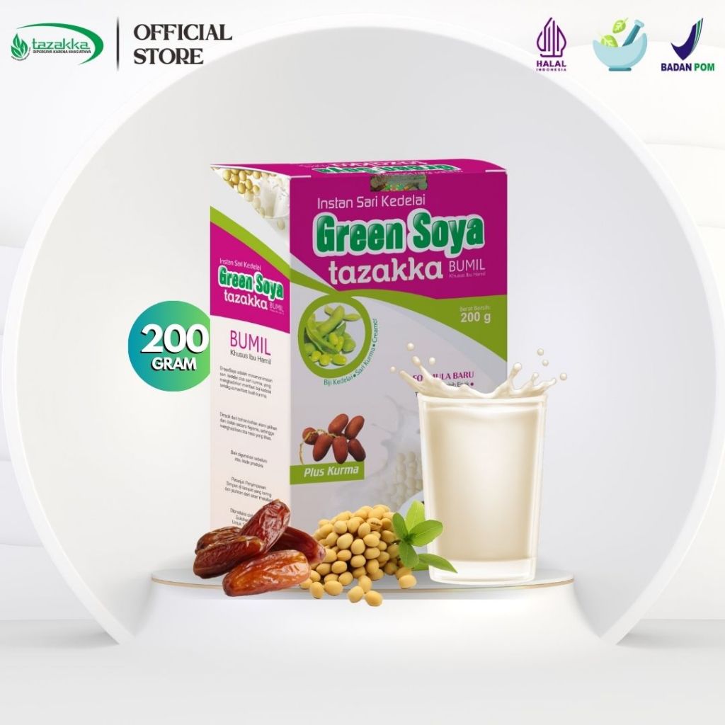 

Susu Kedelai Bubuk Murni Protein Green Soya Tazakka 200gr Nutrisi Ibu Hamil Pregnancy Minuman Bumil