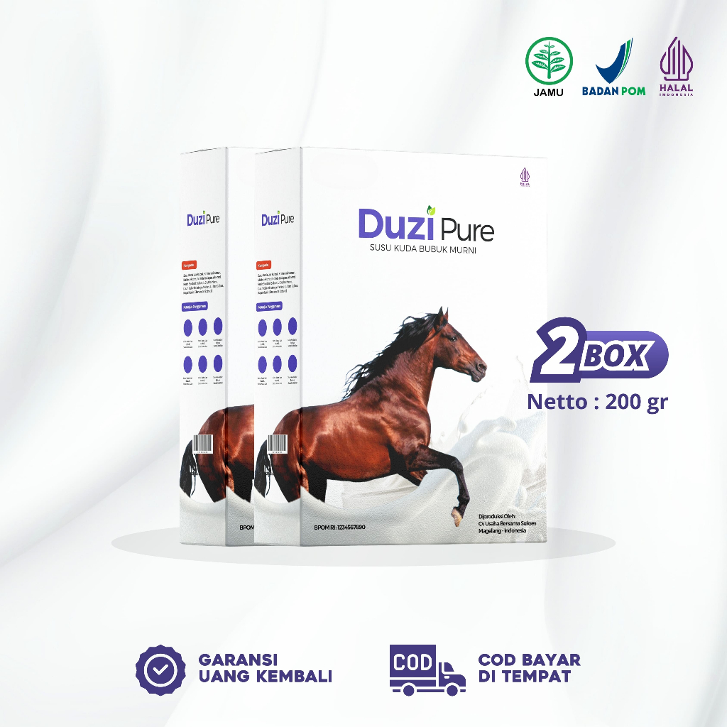 

Duzi Pure - Susu Kuda Lombok Bubuk 100% Original 200 Gram 2 Box