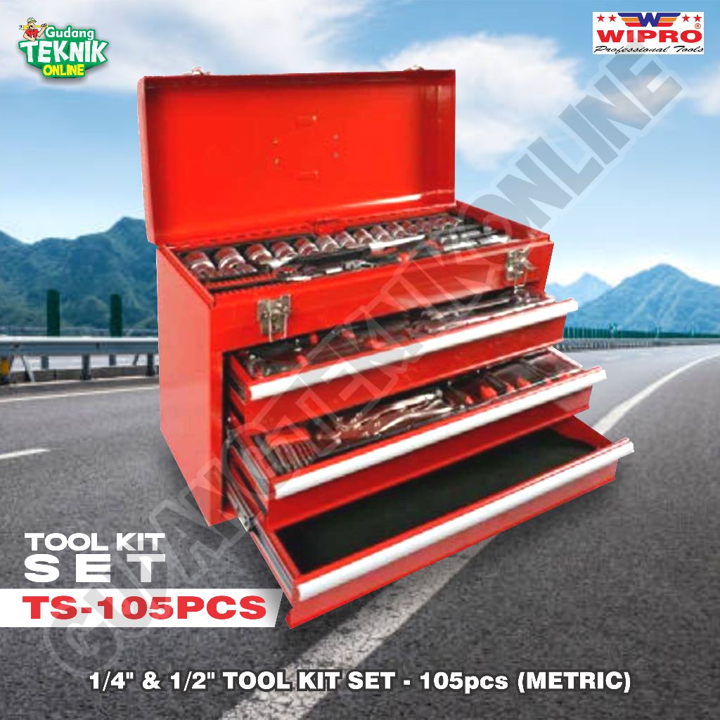 Tool Set 105pcs WIPRO TS-105 / Alat Pertukangan Alat Bengkel Tool Kit Tool Box TS 105 - Toolkit Serb