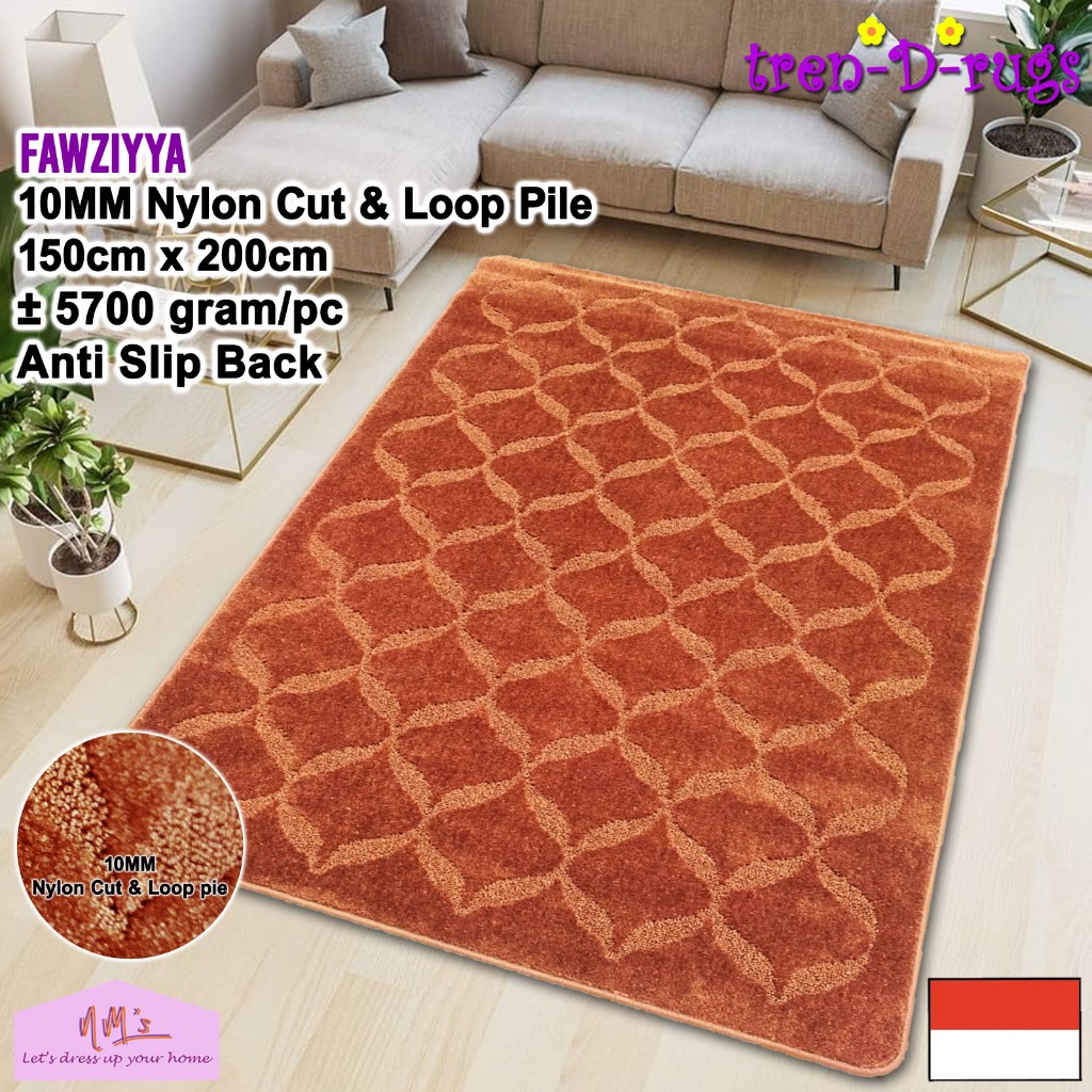 Tren-D-rugs Karpet plush lantai permadani tebal halus motif 3D timbul anti slip 150 cm x 200 cm -NMs