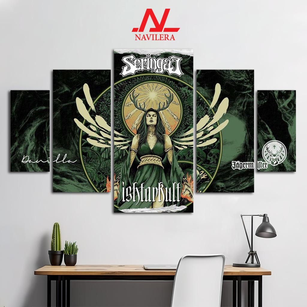 NAVILERA.CO HIASAN PAJANGAN DINDING BAND POSTER BAND 1 SET SERINGAI 5 Pcs POSTER KAYU WALL DECOR