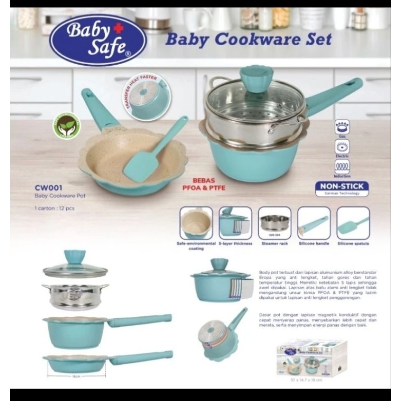 Babysafe cookware set CW001 Panci kukus bubur panci mpasi babysafe murah