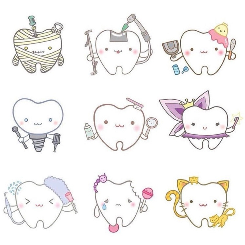 

Sticker Dentist gigi Tooth Teeth Fairy Tooth Cute Indoor Mahasiswa kedokteran gigi All in 9 Stickers