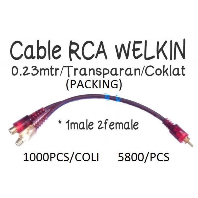 Kabel 2 Socket RCA - Jek Rca Transparan Welkin