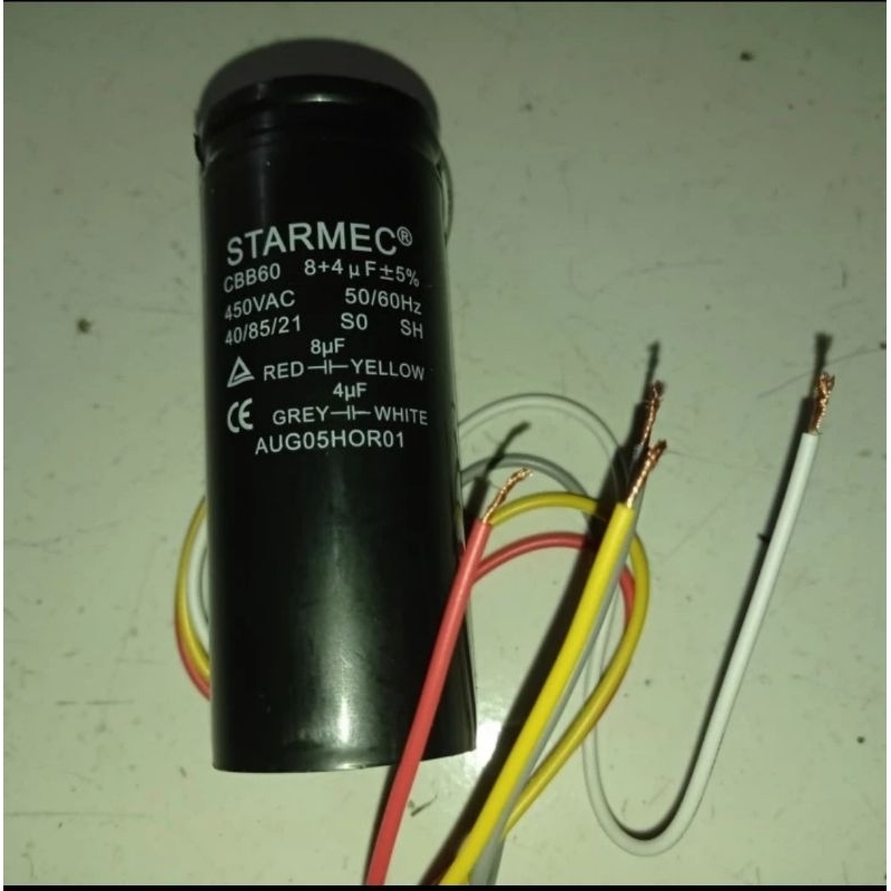 Kapasitor Mesin Cuci CBB60 8 uf + 4 uf 50/60 Hz