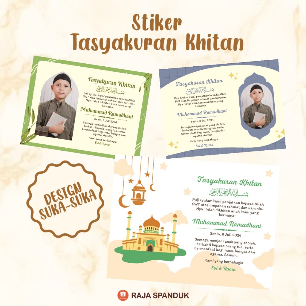 

[ISI 18]STIKER KHITANAN/STIKER CUSTOM TASYAKUR WALIMATUL KHITAN/STIKER KOTAK NASI BOX UK. 10X7,5 CM