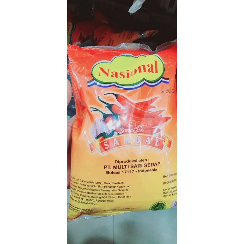 

SAOS SAMBAL CABE MERK NASIONAL 1kg -TOKORARA.JAMBI