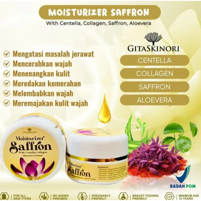 BPOM MOISTURIZER SAFFRON SAFFRON GLOWING BOOSTER BPOM - herbal skincare - saffron face cream - moist