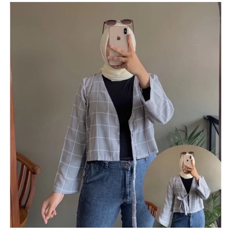CARDY TALI KOTAK SQUARE KIMONOOUTER CARDI LOLY WRAP TOP ATASAN WANITA KIMONO LILIT TALI MOTIF HYGET 