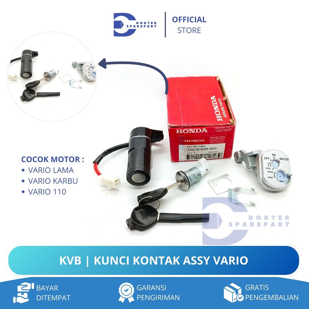 KVB KUNCI KONTAK ASSY KEY SATU SET + KUNCI JOK MOTOR VARIO 110 / VARIO LAMA / VARIO KARBU