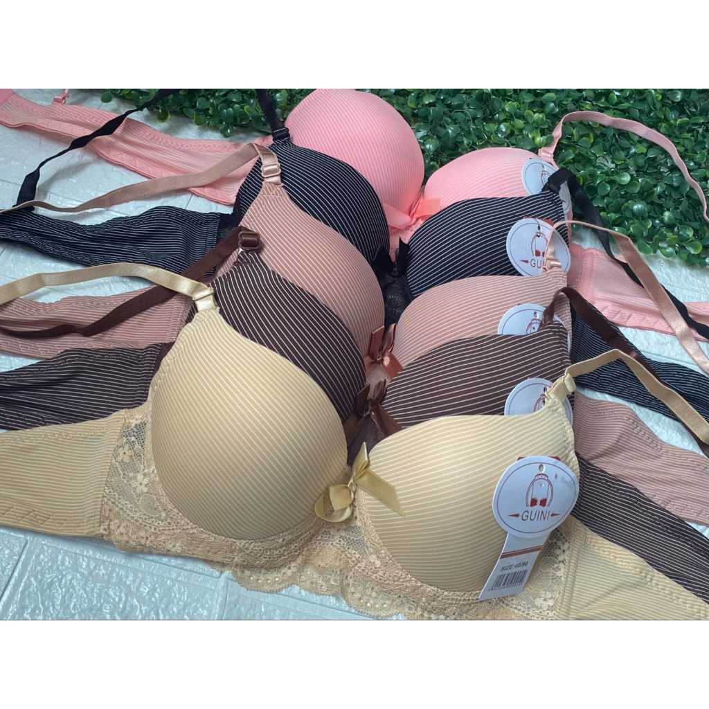 BH BRA Kawat / Bra Dewasa Import / Bra Kait 2 Motif Garis / Busa Tebal / Size 34 36 38 40