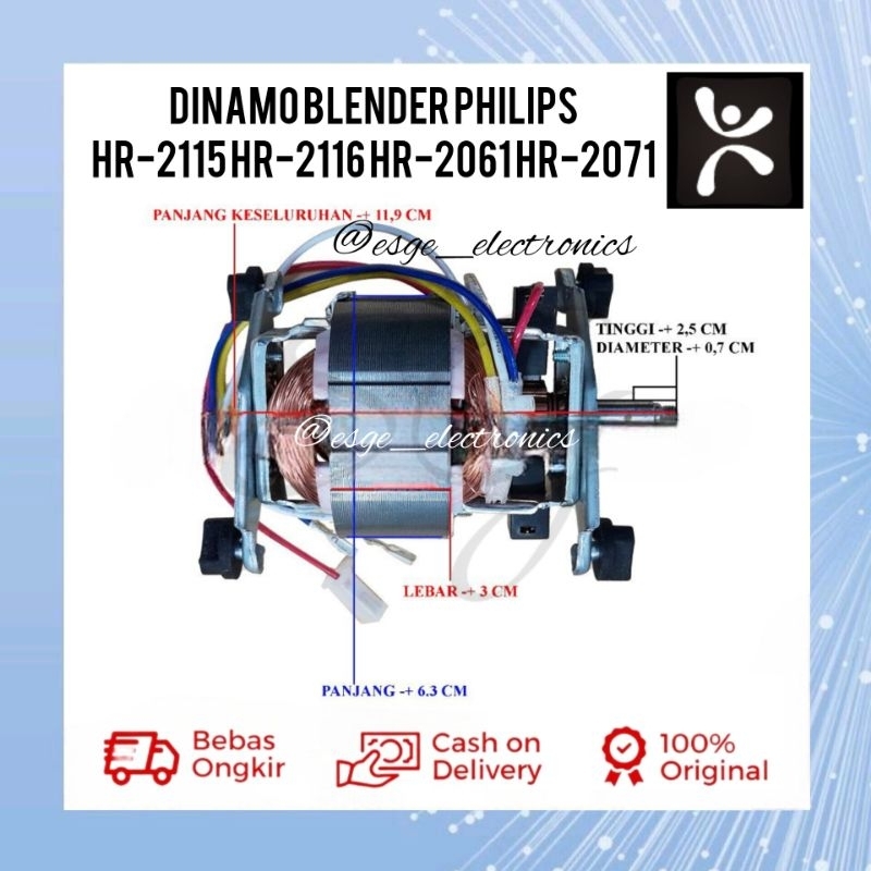 ORIGINAL DINAMO BLENDER PHILIPS MESIN DINAMO MOTOR BLENDER PHILIPS HR 2115 2116 2061 2071 1741 1791 