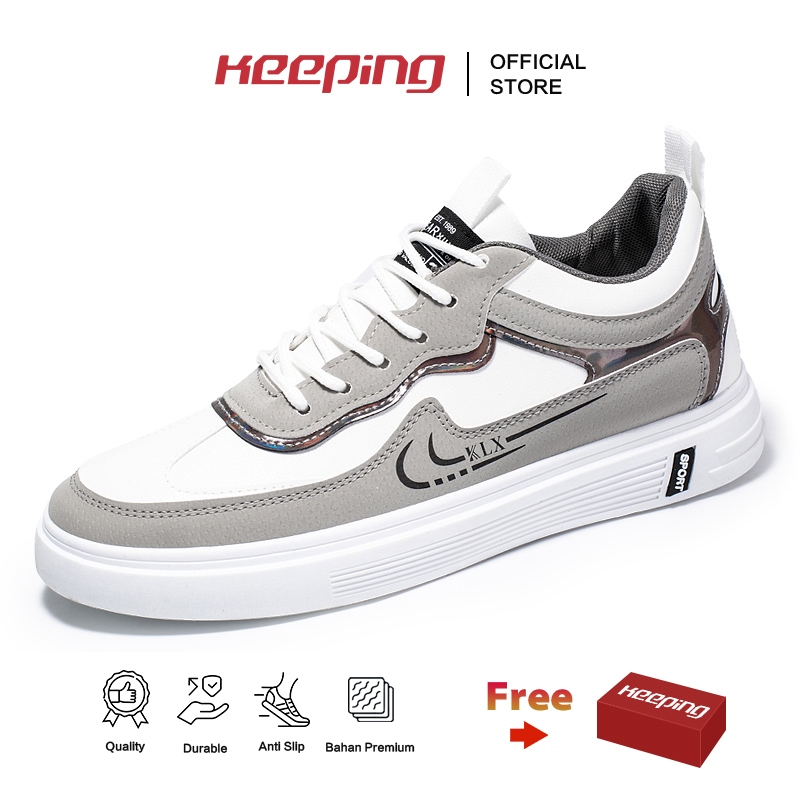 Keeping Sepatu Pria Putih Keren Sneakers Cowok Sepatu Casual Sepatu Jalan Kasual Jogging KSR107