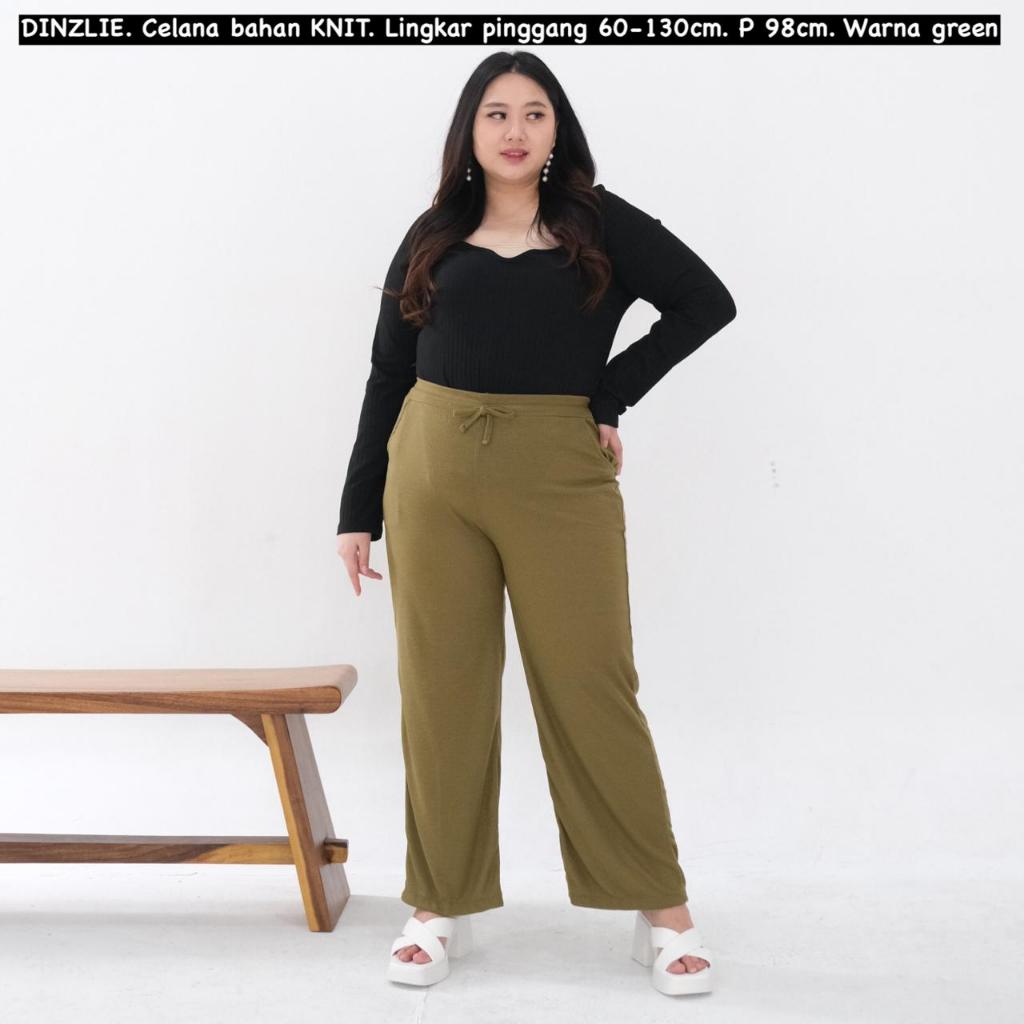 DINZLIESHOP CELANA KULOT PANJANG WANITA BAHAN KNIT PREMIUM WARNA HIJAU GREEN FREESIZE